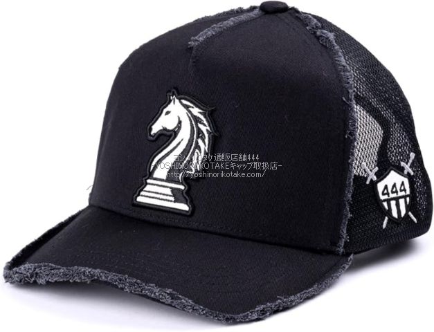 ヨシノリコタケ 帽子 チェスの馬(ナイト)キャップ-黒-2026AW